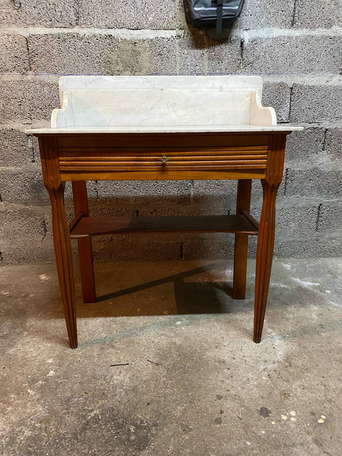 Antique dressing table, white marble