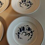 Flat plates series of six earthenware Longchamp décor Simone