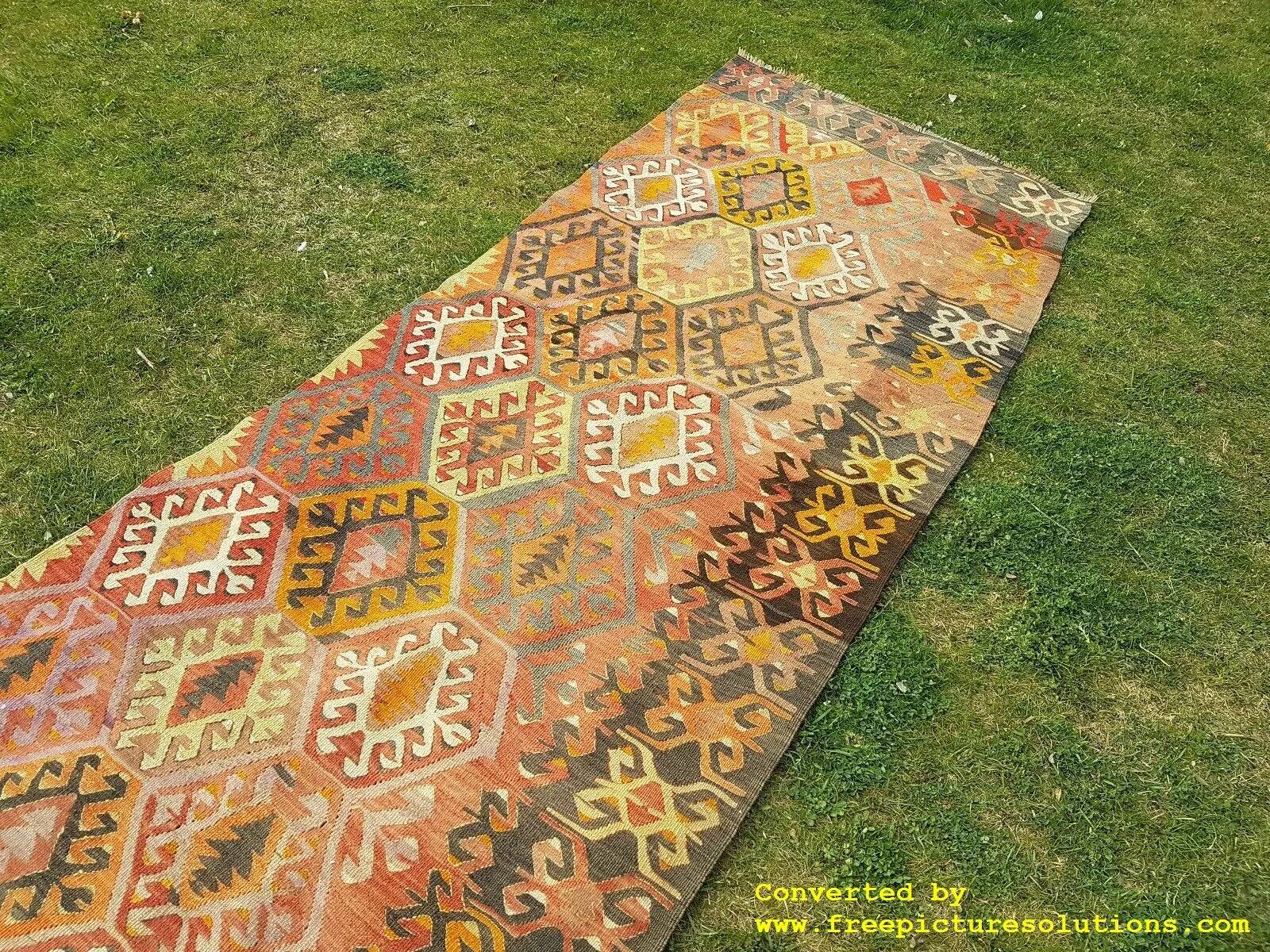 Vintage Turkish hallway rug 92x273 cm