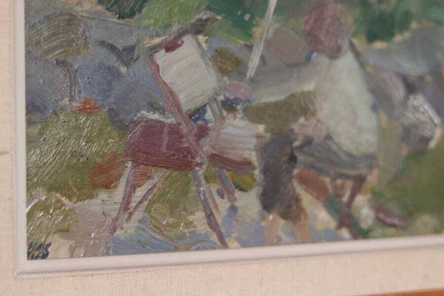 Original Swedish oil on panel – “Seated Figure” by Gösta Stawåsen – vintage & framed – 38 × 29 cm (15.0" × 11.4")