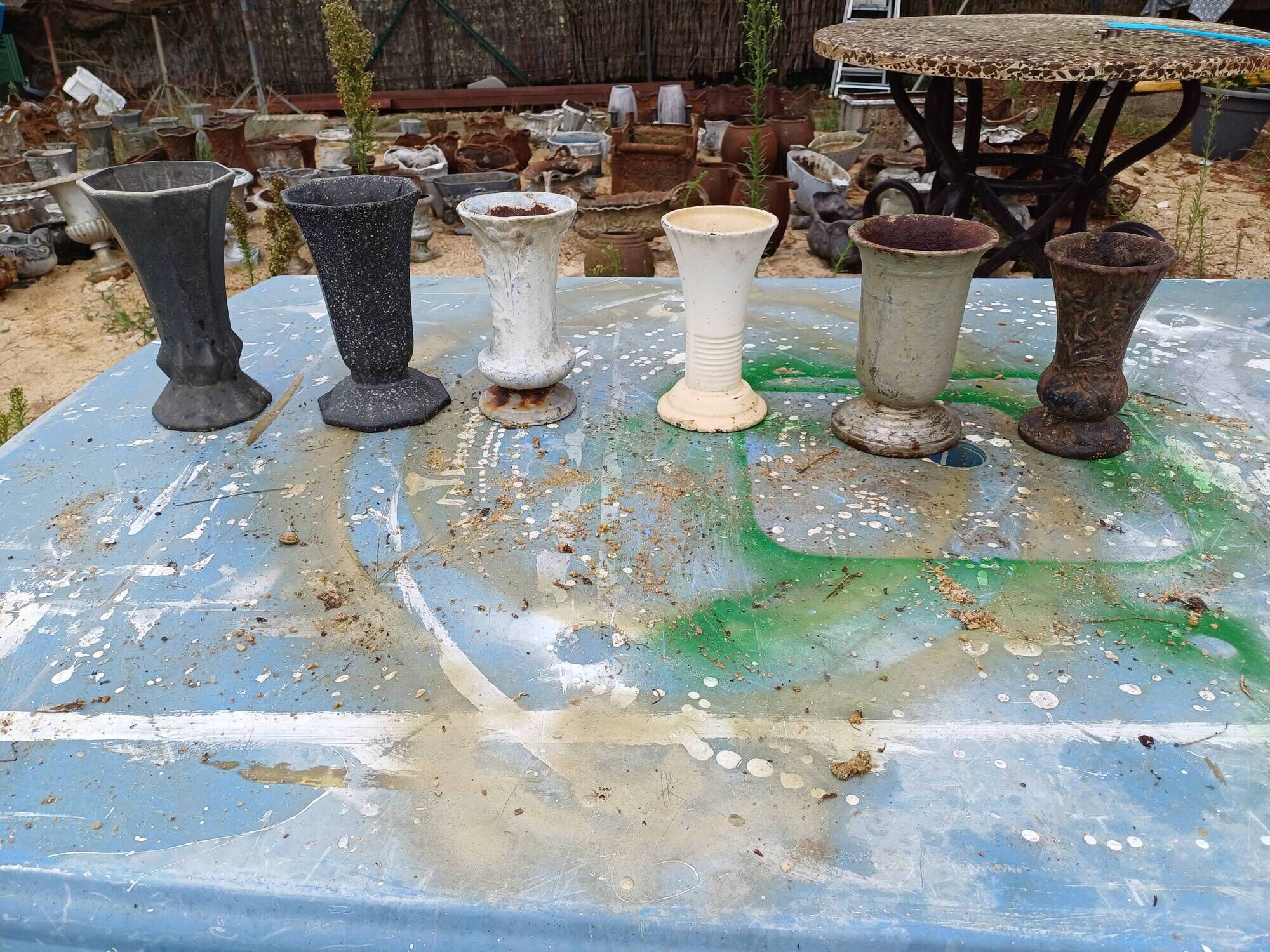 Lot of 6 Cast Iron Vases from 1900 from Charleville-Mézières