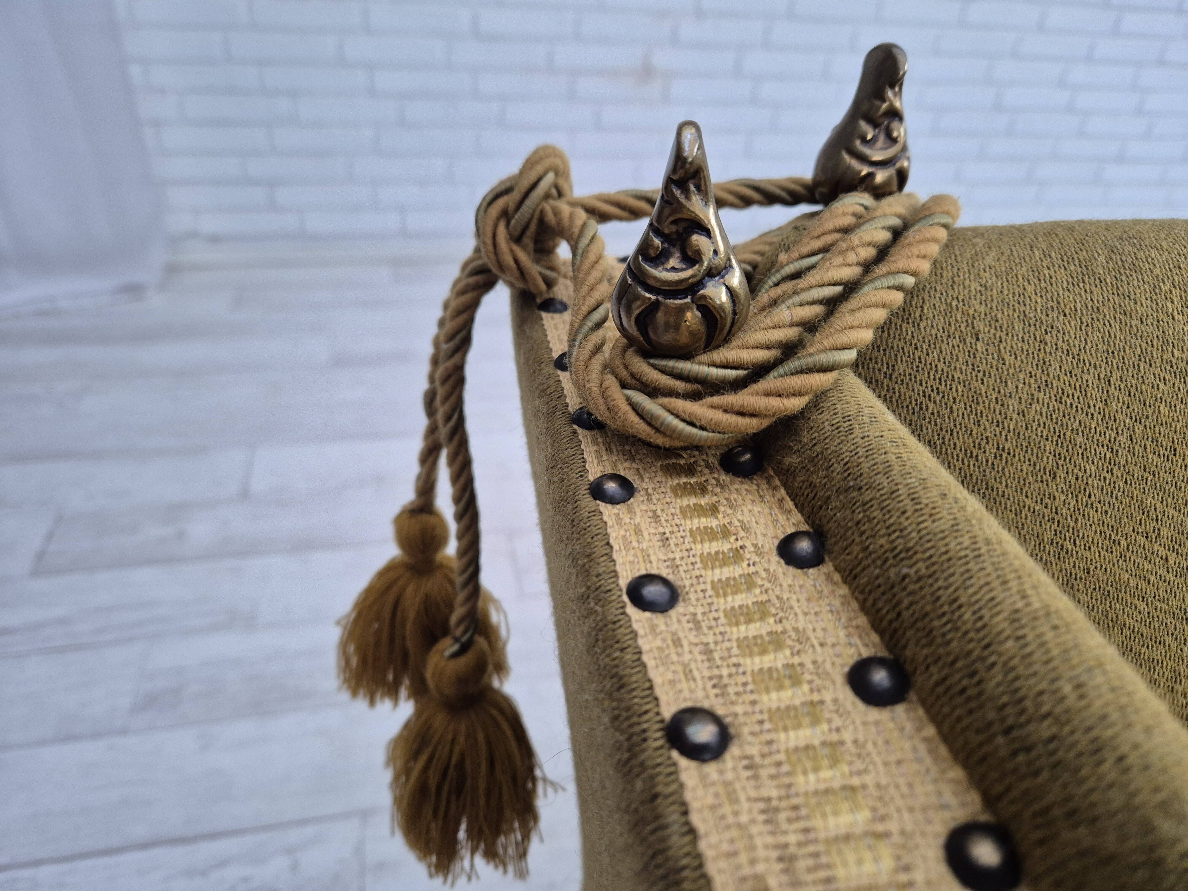 1960s, Danish velour 2 seater drop arm sofa, wool, original condition.