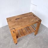 1980 pine wheeled console table