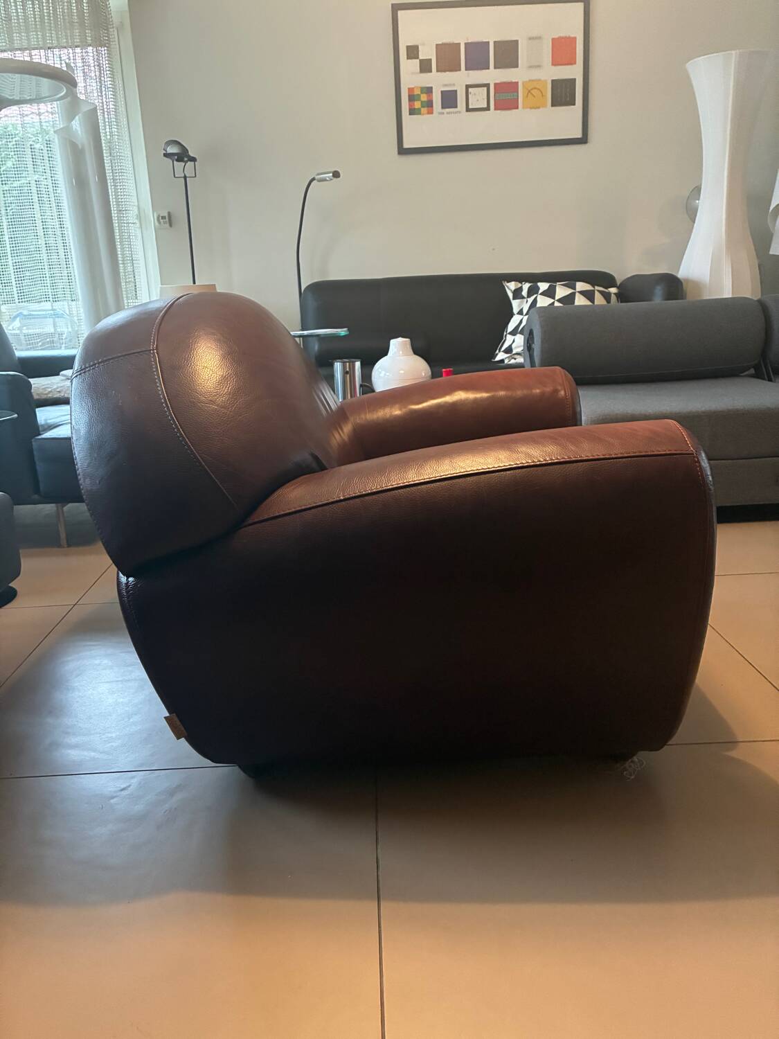 Fauteuil club en cuir steiner