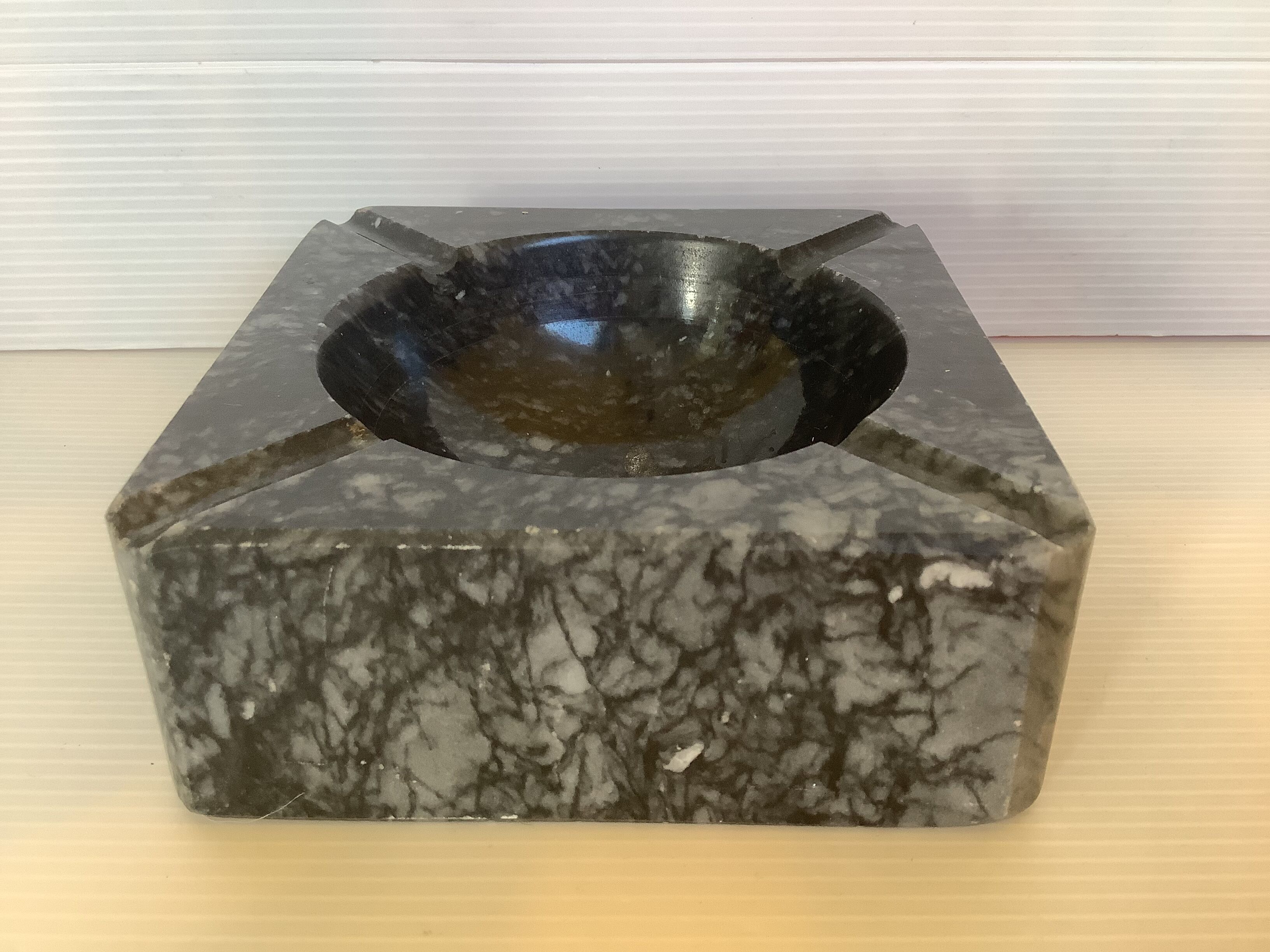 Empty ashtray square pocket marble gray black