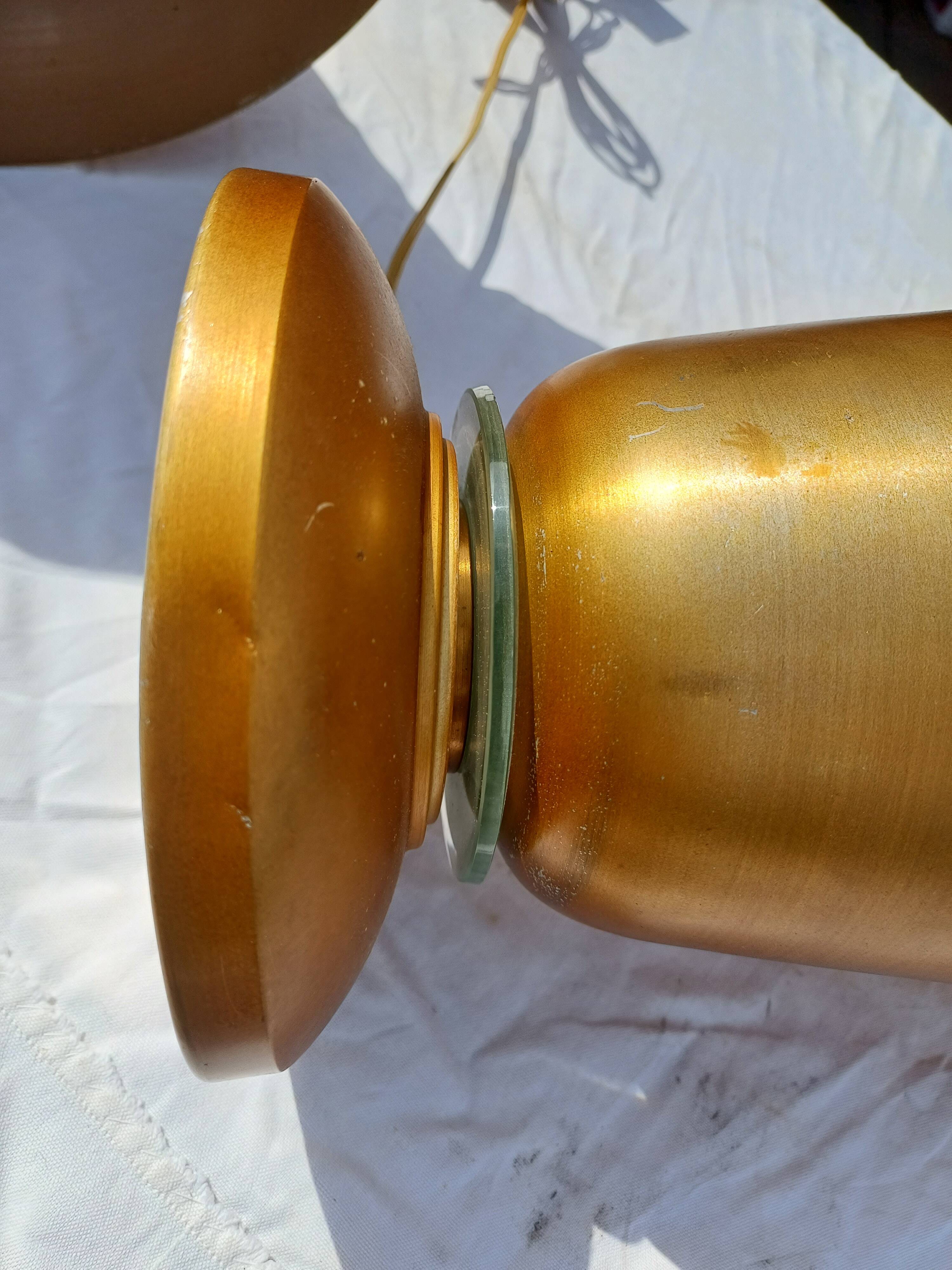 Pair of golden aluminum lamps from the 1960s
