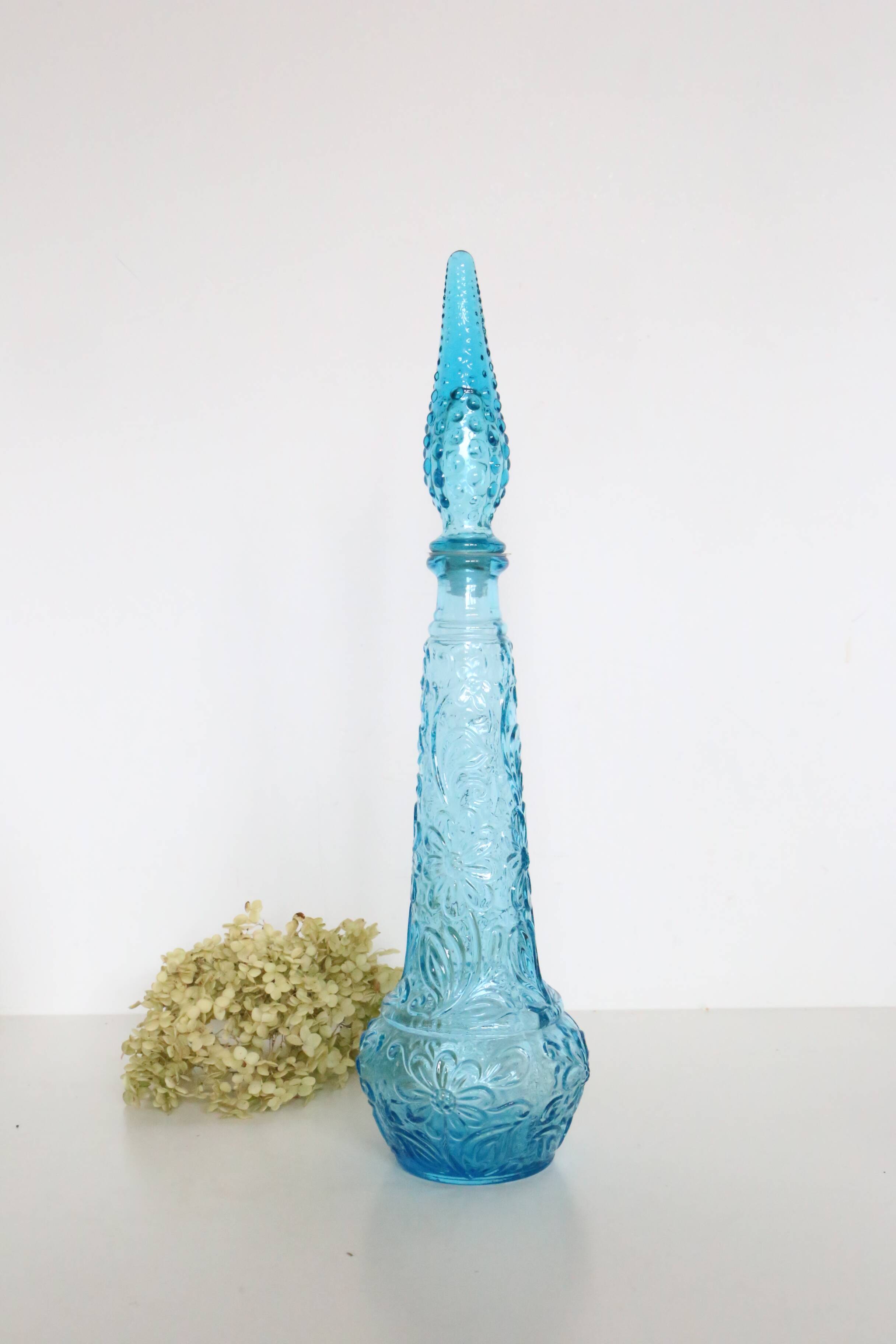 Empoli carafe, made in Italy, blue, vintage 60s