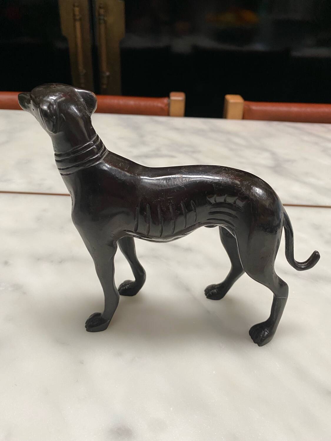 Old bronze greyhound dog statue