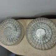 Pair of Peil & Putzler ice glass flush mount lights, 1960s