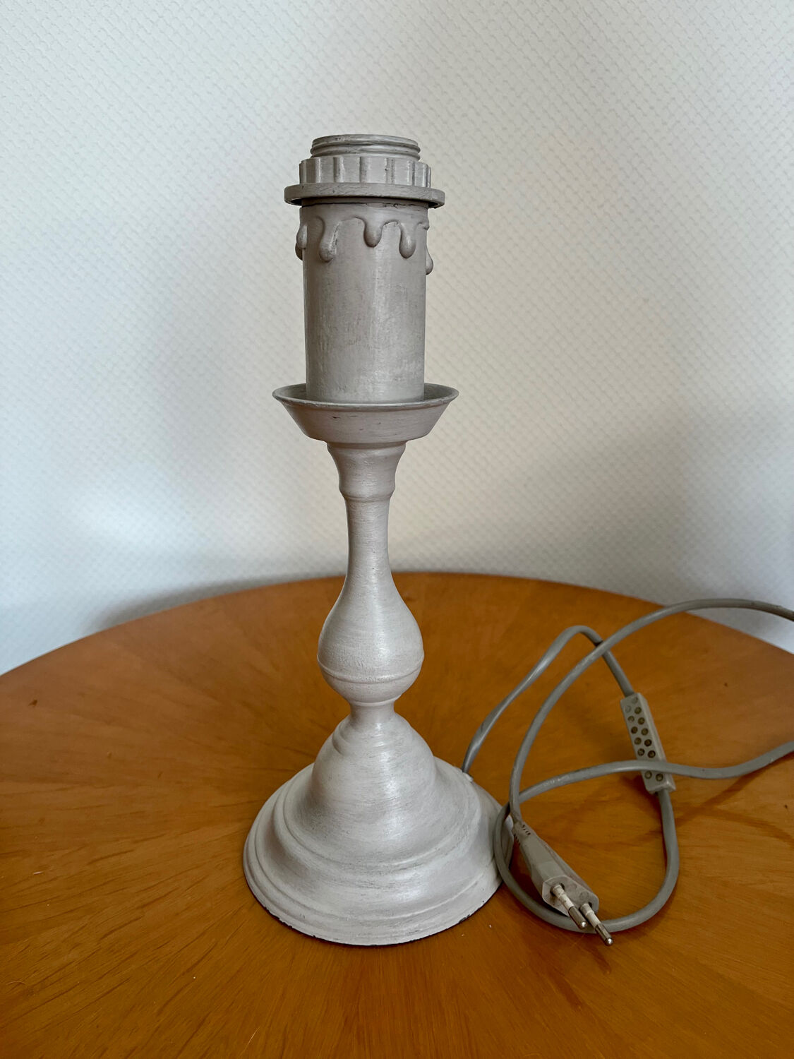 Gray patina pewter candle holder lamp base