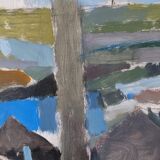Contemporary "Urban Landscape" Abstract Landscape by British Artist Ian Mood, Framed Oil Painting