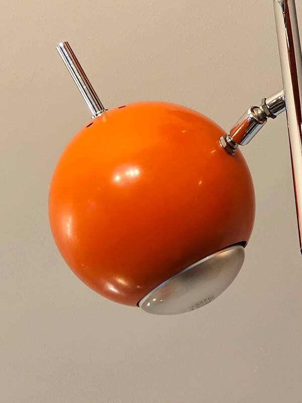 Vintage seventies orange eyeball ceiling light