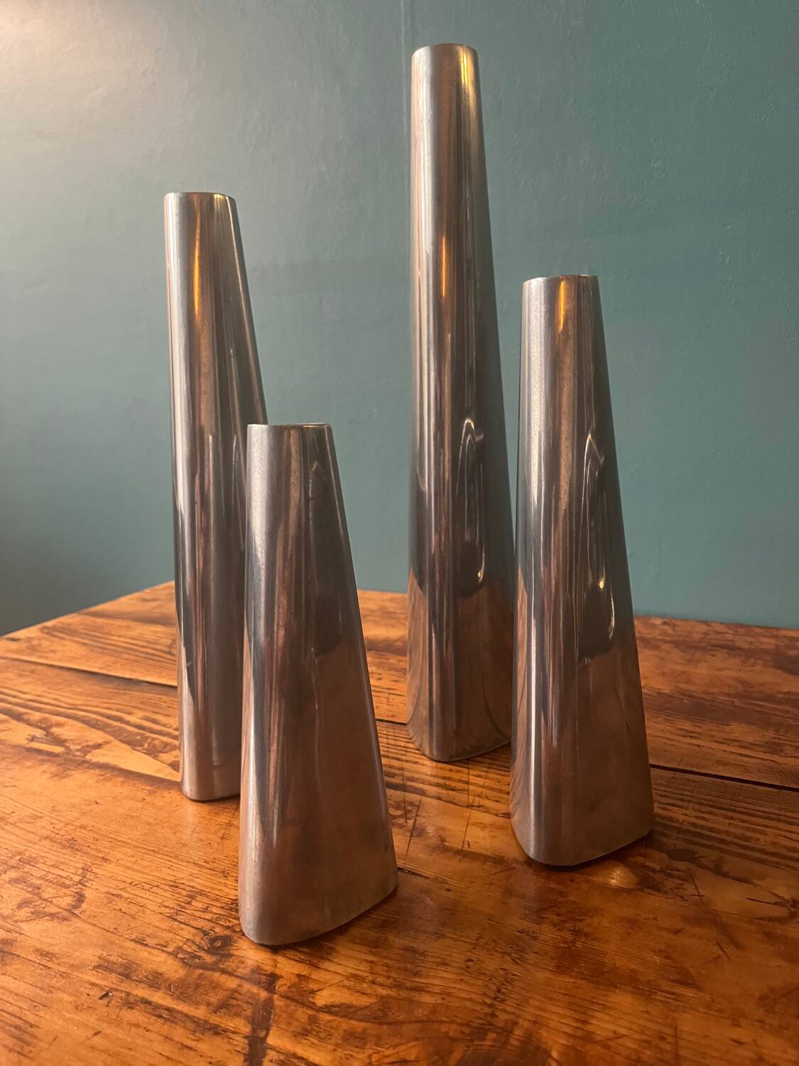 Set of 4 vintage aluminum candle holders from Ikea 1990