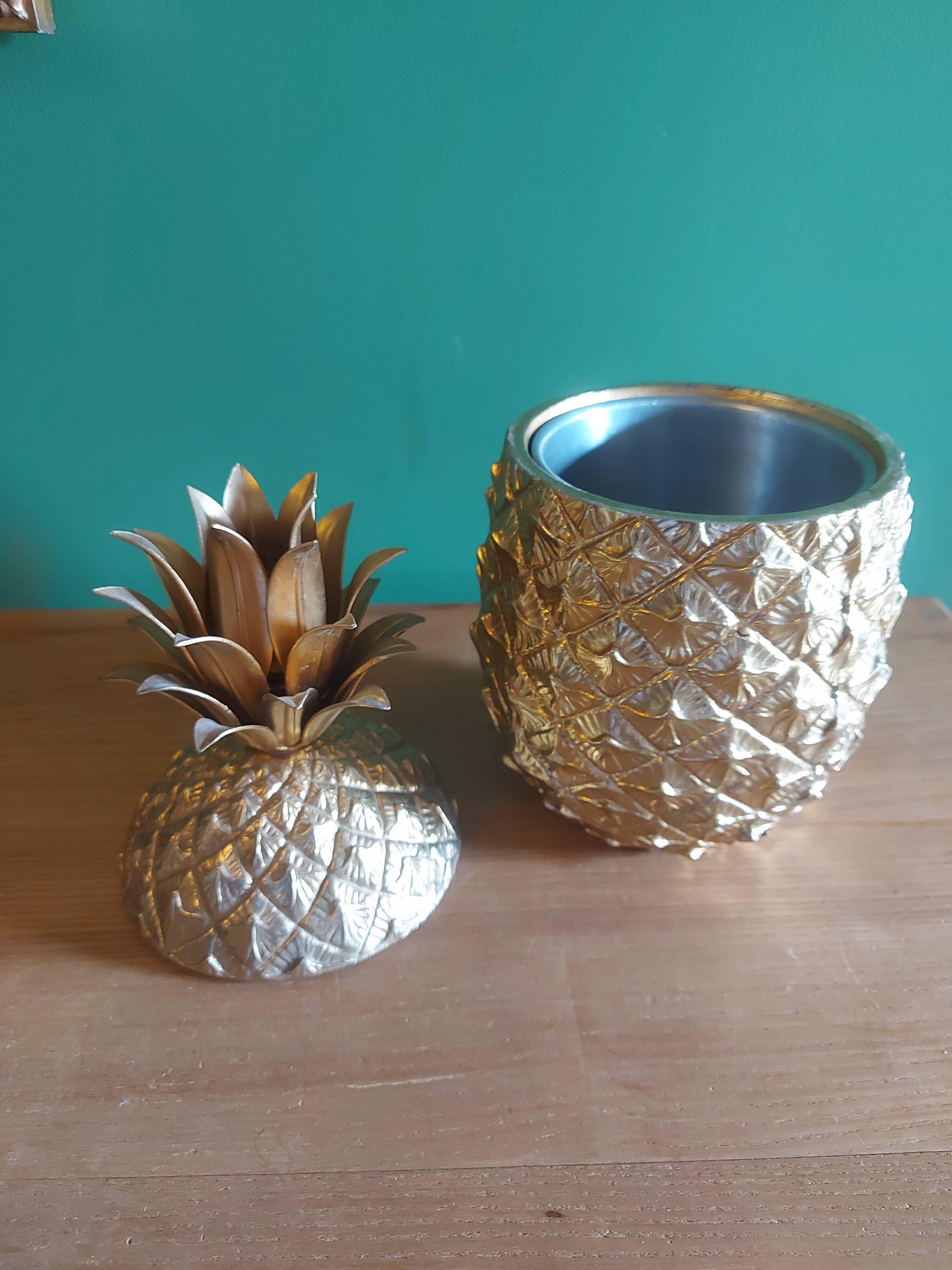 Pineapple ice bucket in golden metal Mauro Manetti