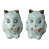 Old vintage hand painted ceramic owl salt and pepper shakers