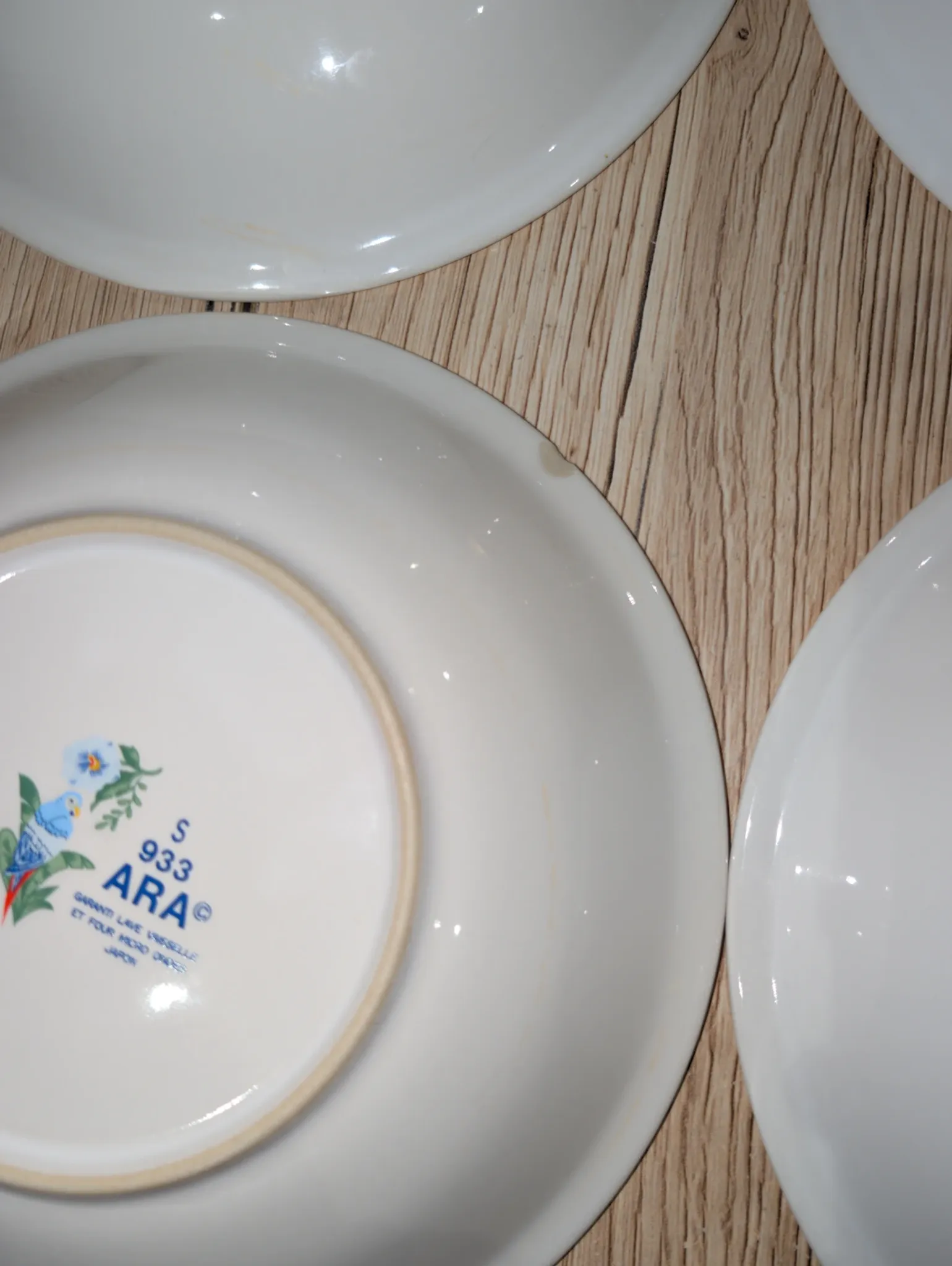 Lot 9 Deep Plates Porcelain Japan ARA S 933 Parrot & F Decor