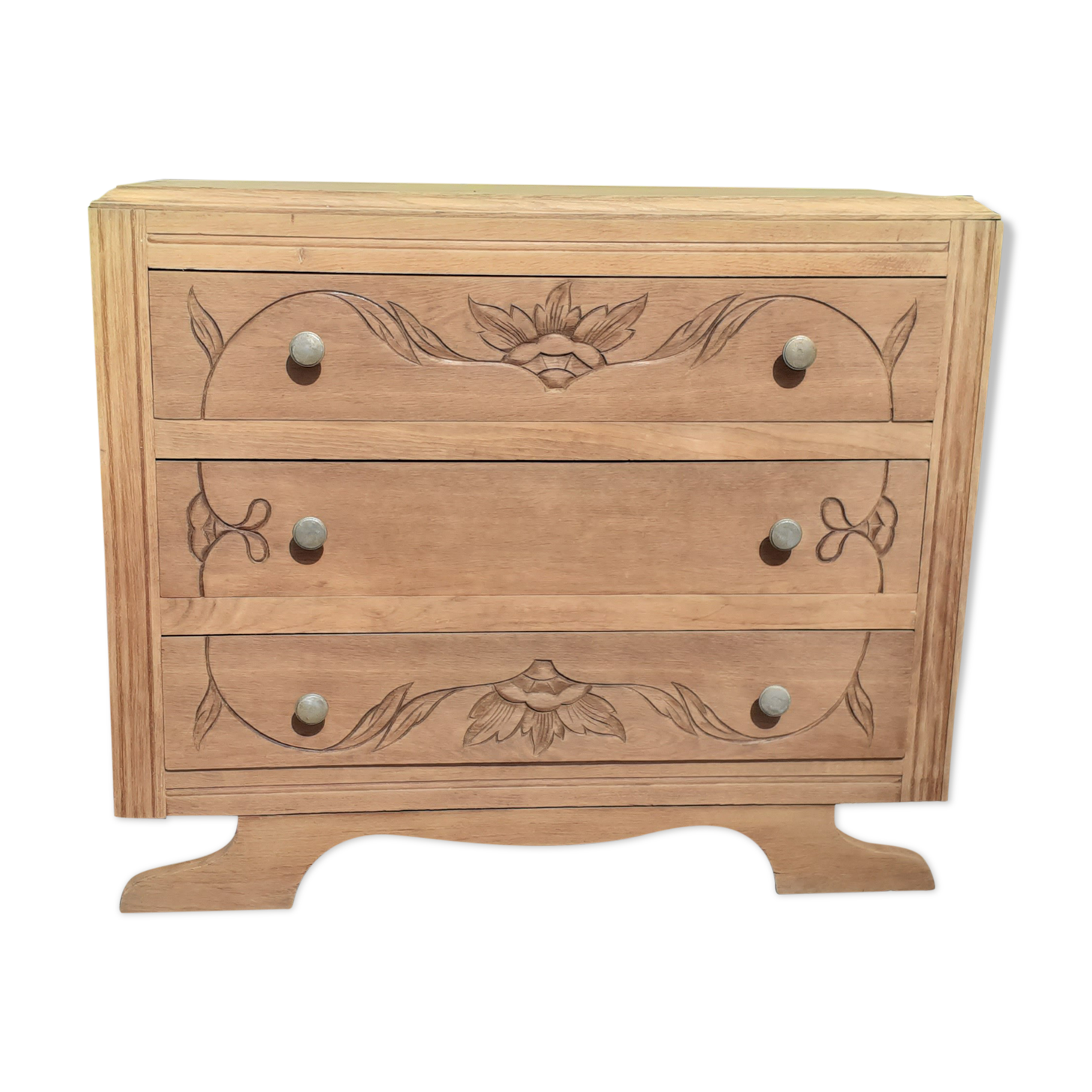 Chest of drawers 3 drawers art deco wood raw