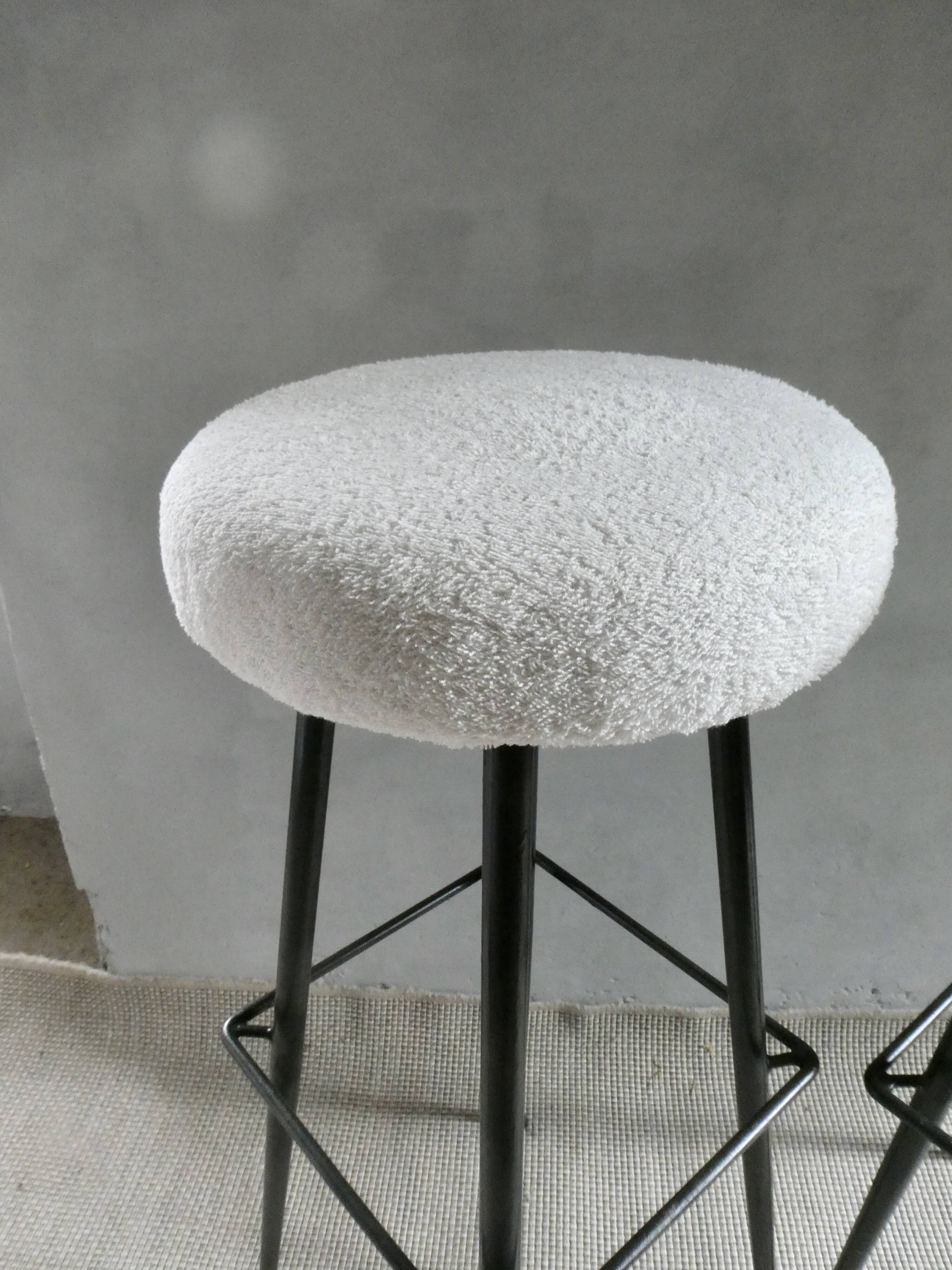 Pair of high metal bar stools, 1960s