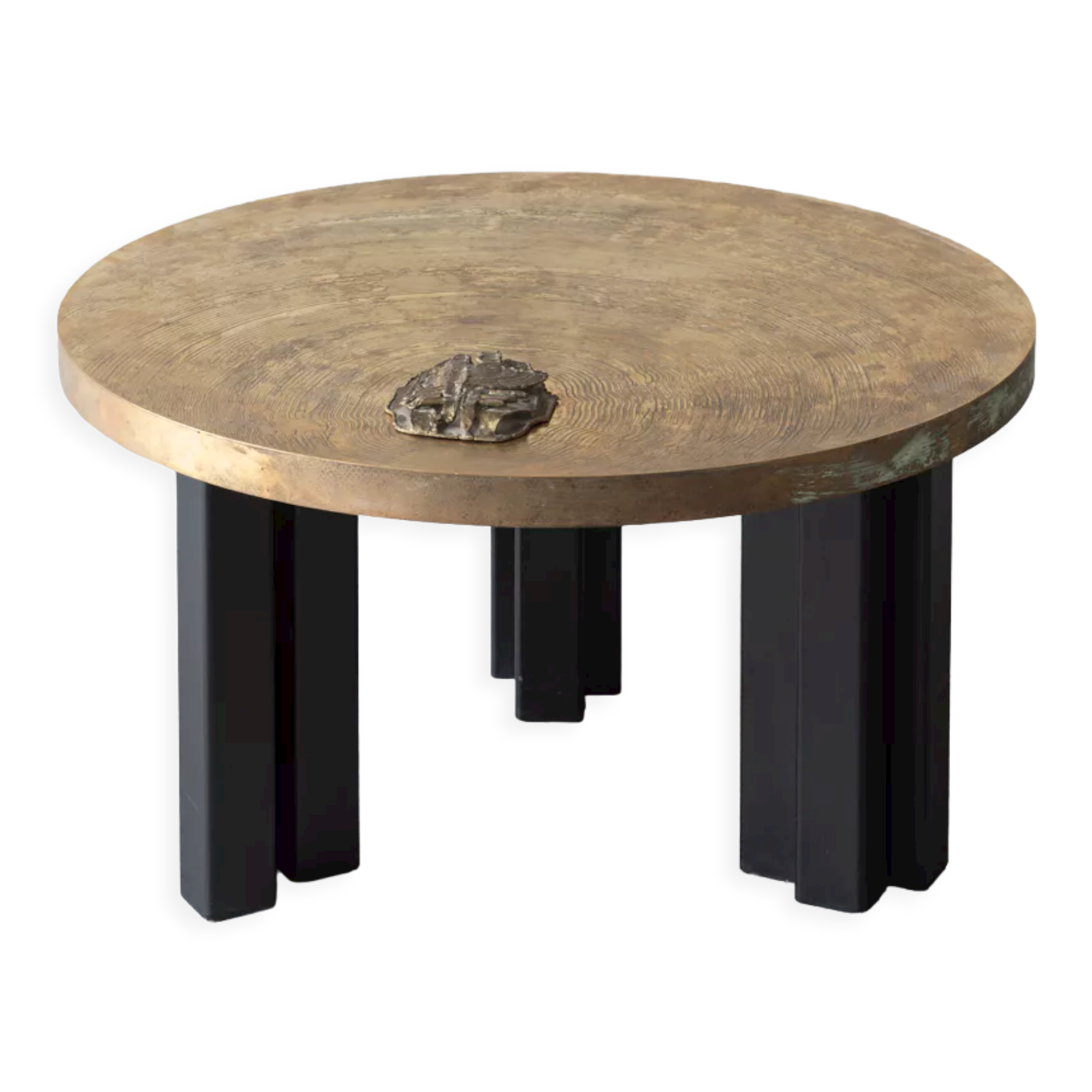 Coffee table in etched brass by Christian Krekels, Belgium, 1990