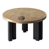 Table basse en laiton gravé par Christian Krekels, Belgique, 1990
