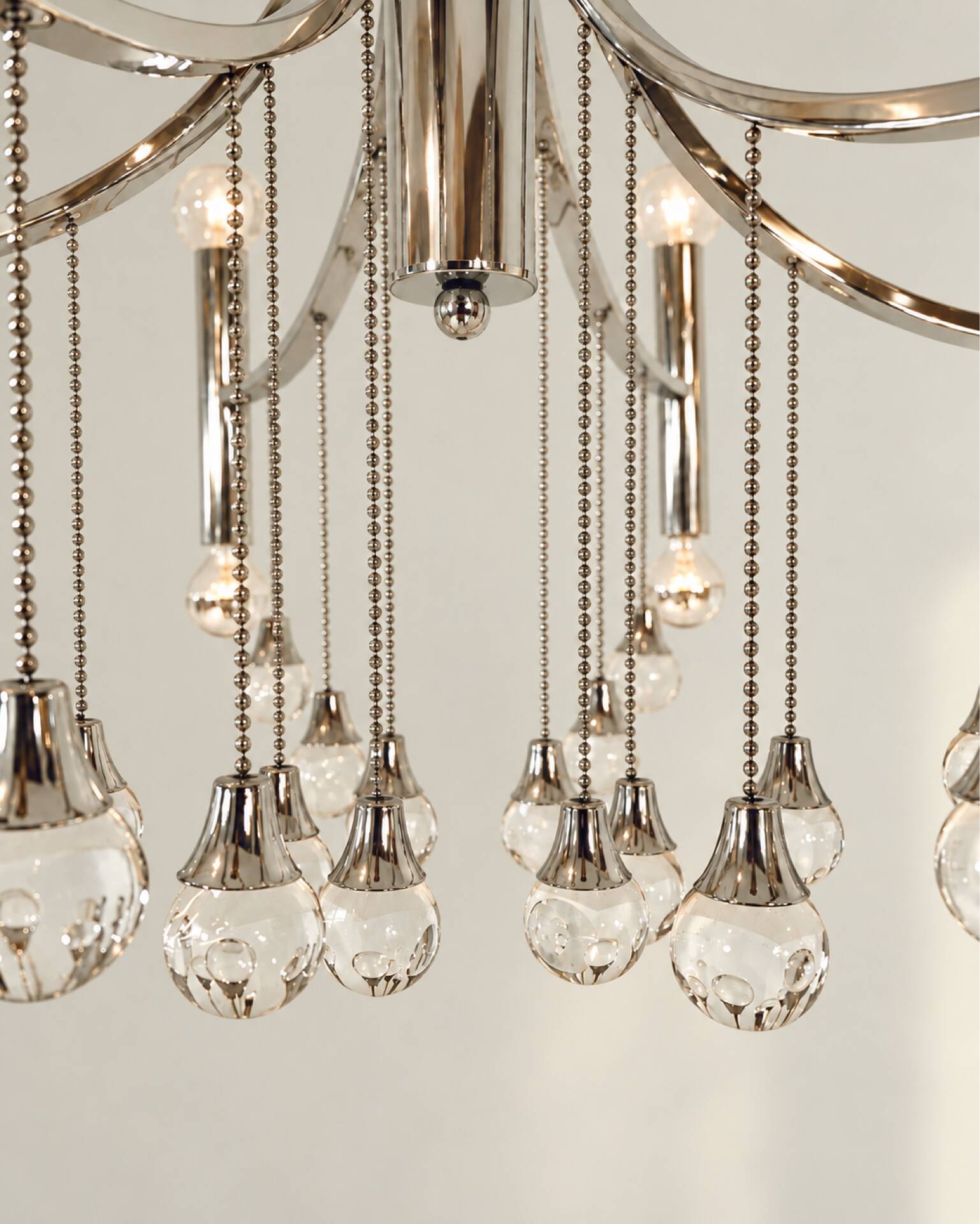 Chrome and crystal chandelier attributed to Gaetano Sciolari, Italy, 1970s.