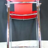 Late 20th Century Chrome and Red Leather Stools - a Pair