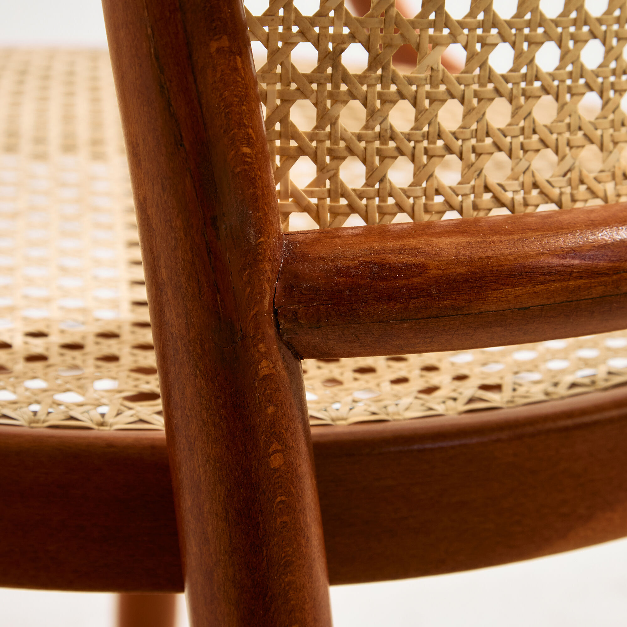 Beech and rattan armchair