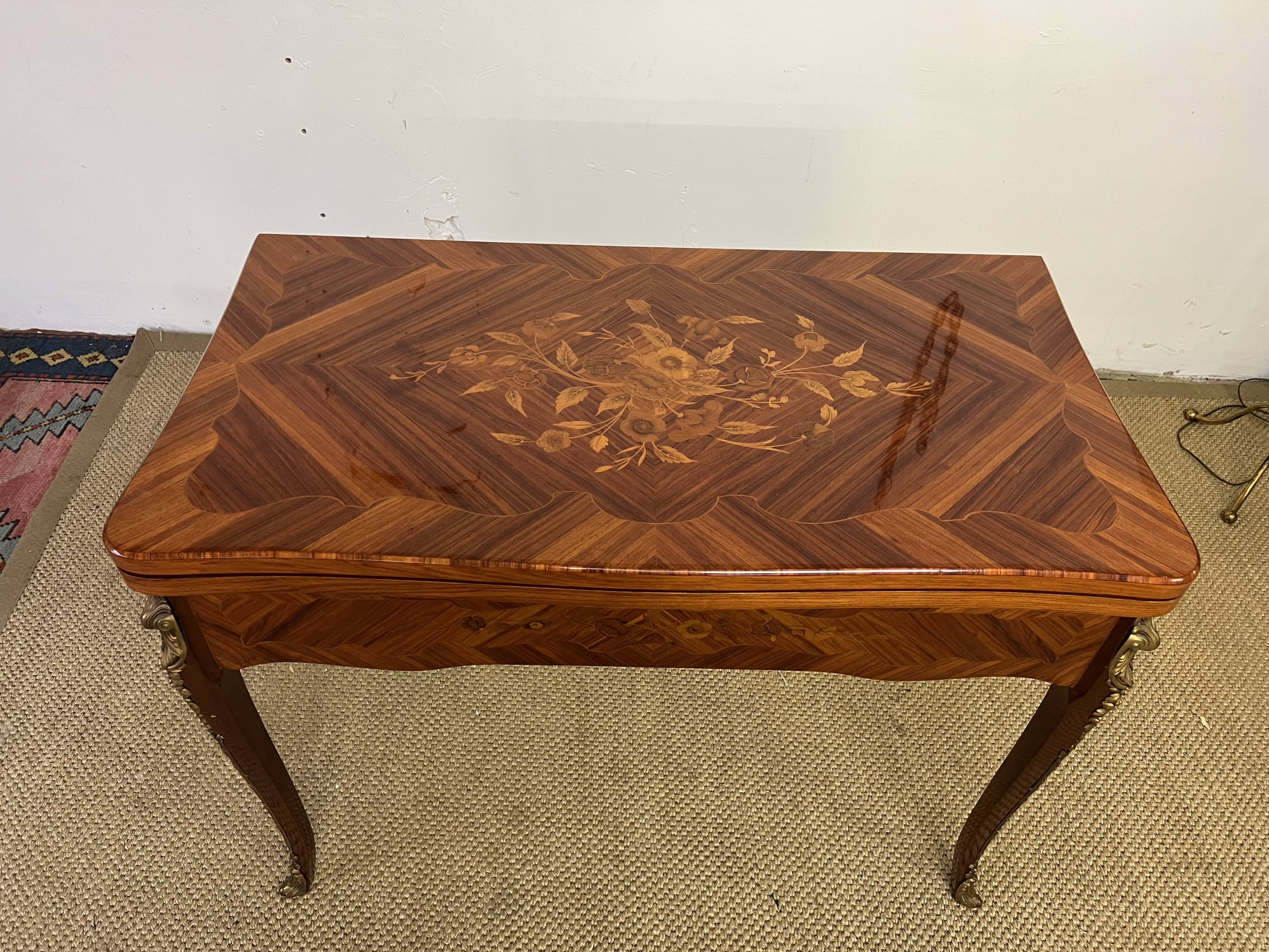 19th century floral marquetry games table