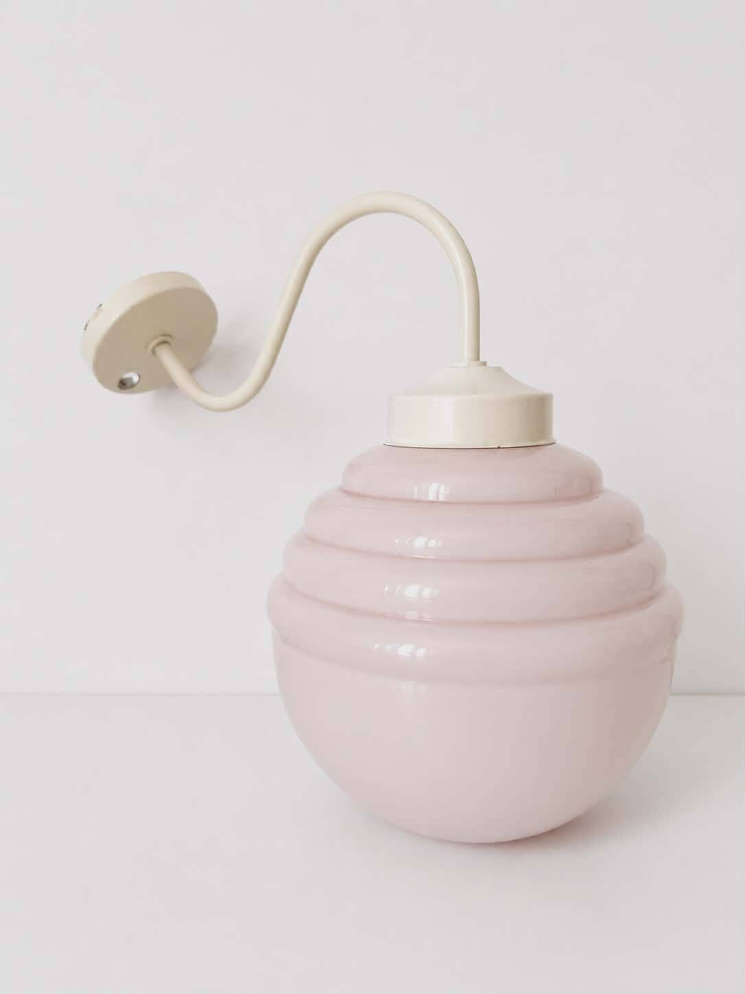 Art Deco pink glass ball wall light