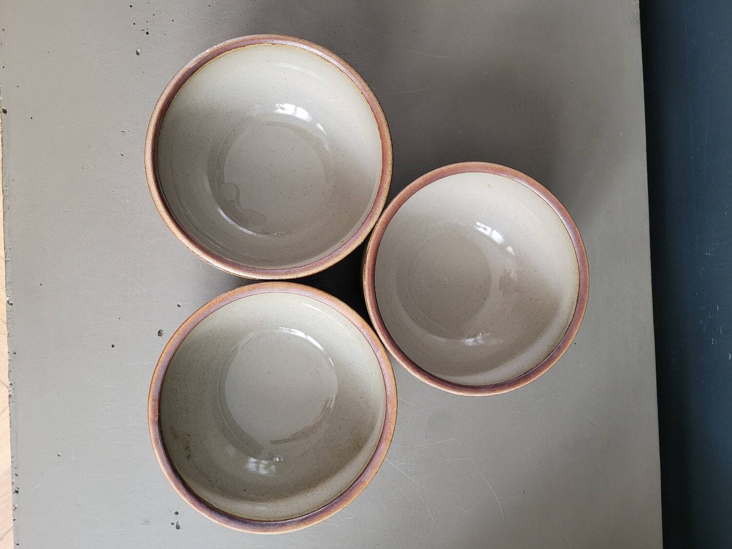 Trio of vintage stoneware bowls