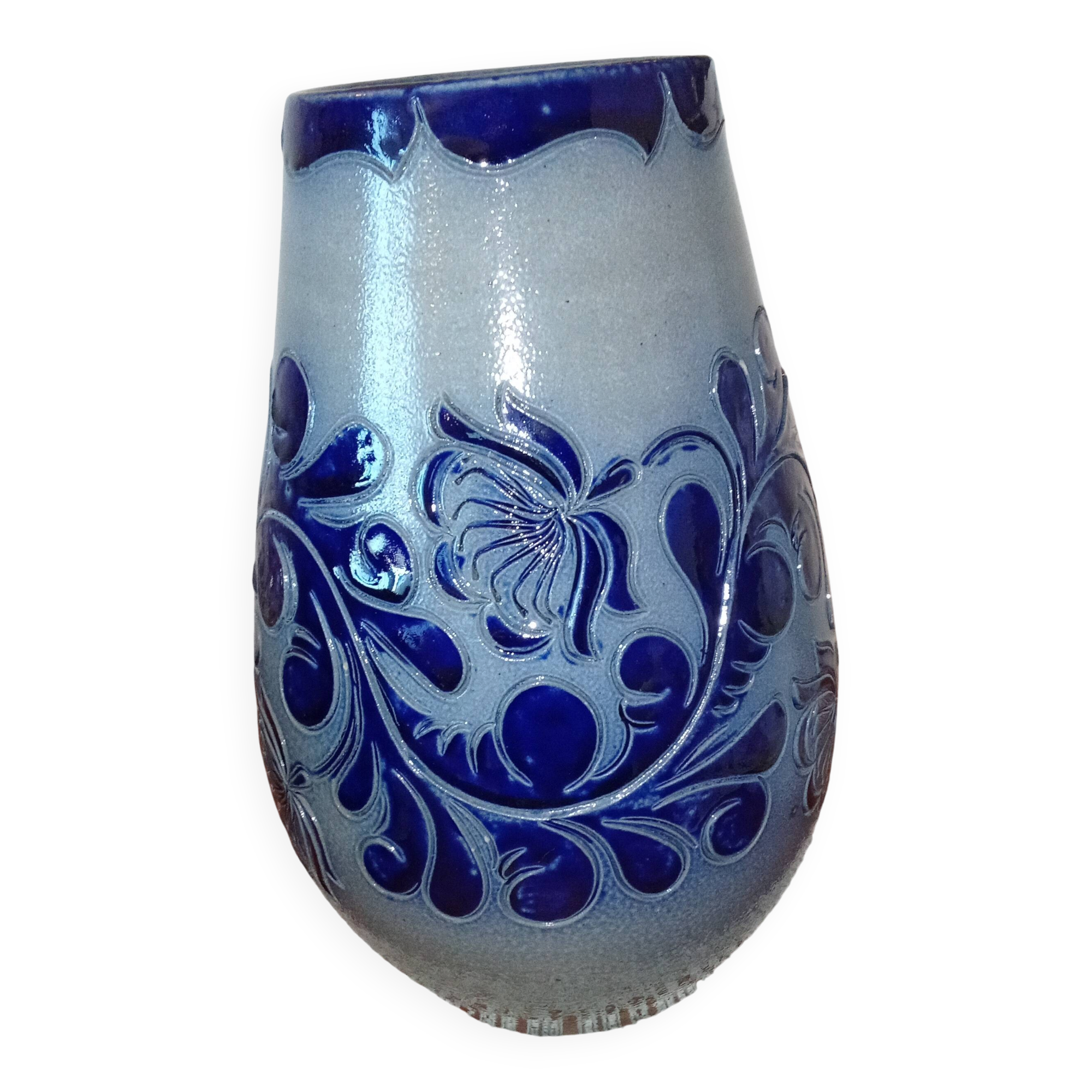 Salt-glazed stoneware vase from Alsace - Betschdorf (Signed Fortuné Schmitter)