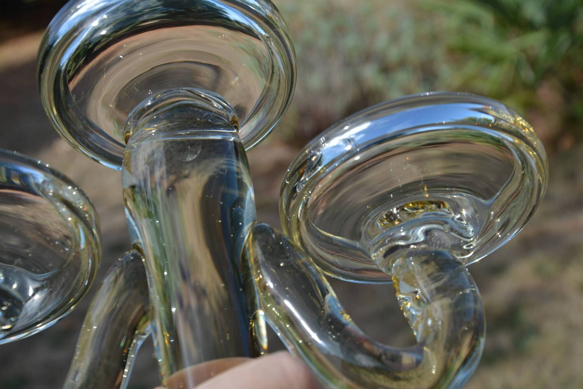 Large blown glass chandelier with bubbles
