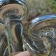 Large blown glass chandelier with bubbles