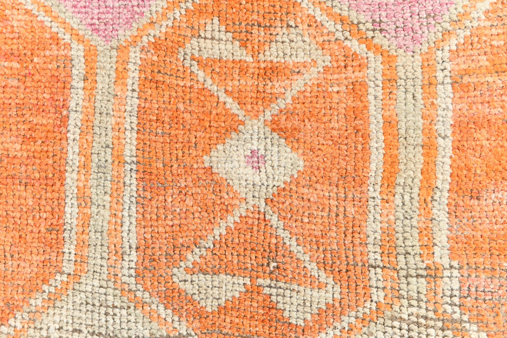 3x13 Pale Orange Vintage Runner Rug, 94x381Cm