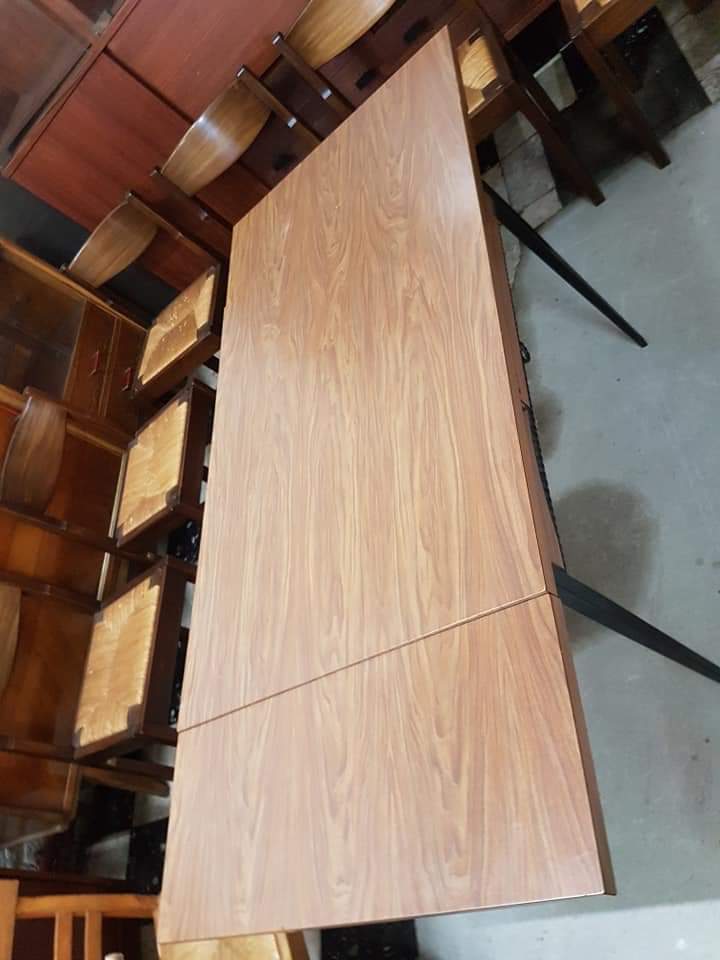 Vintage table formica feet metal extension cords