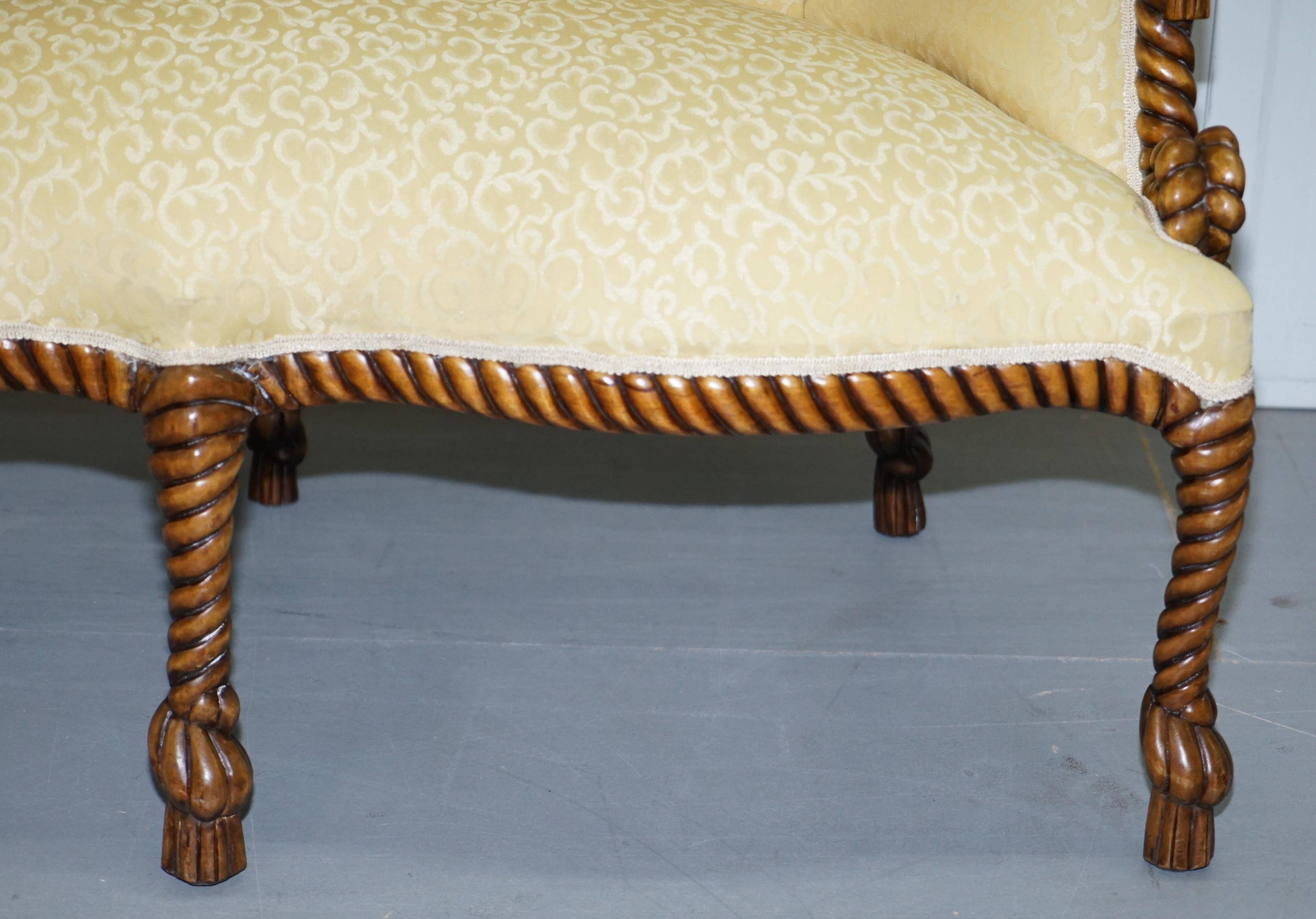 Ensemble sièges style Napoléon III en Rope Twist: fauteuil & canapé Chesterfield