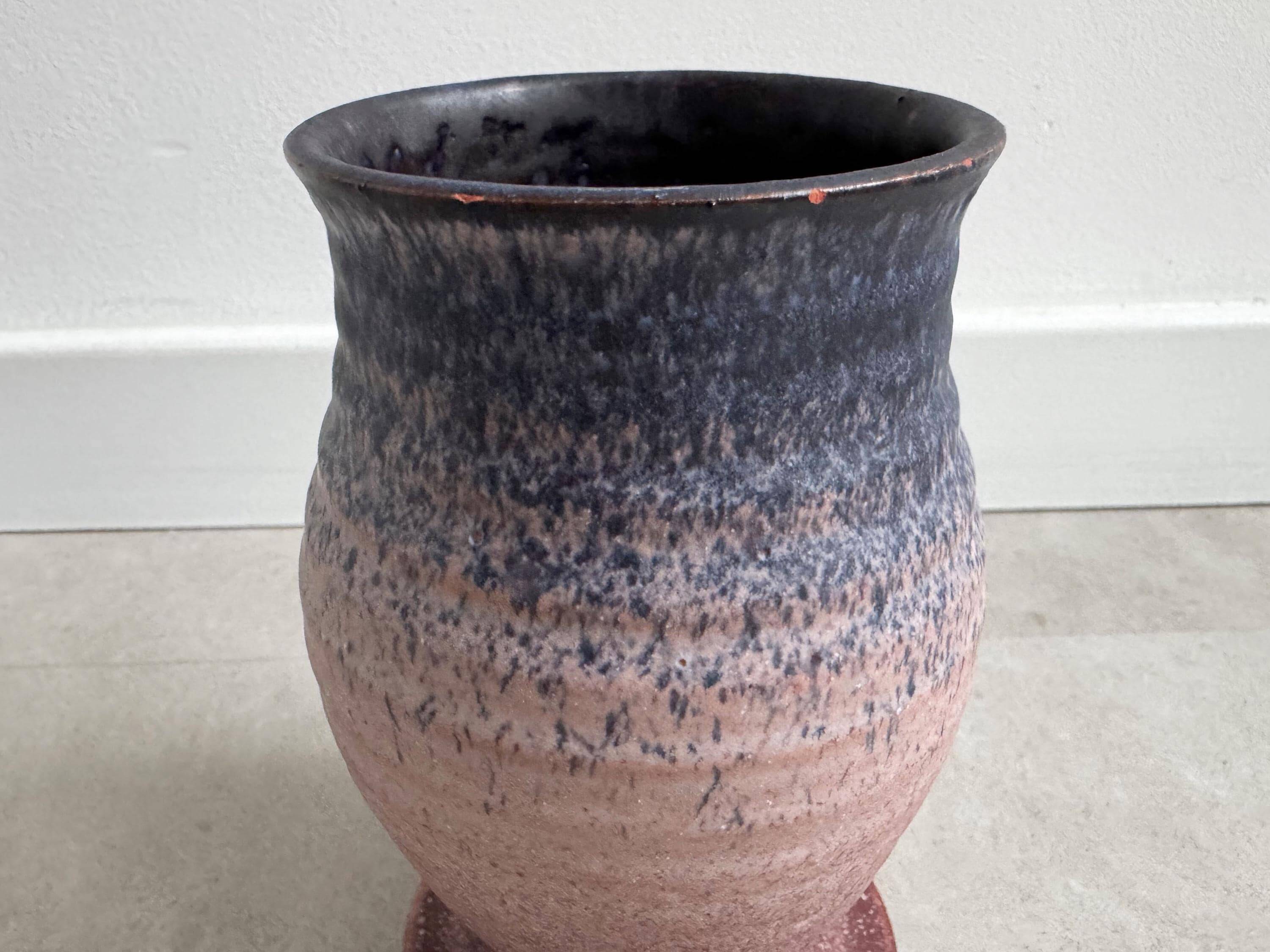 Vintage blue and pink ceramic vase