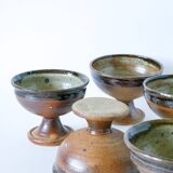 Ensemble de 6 coupes en grès vernissé, fabrication artisanale, 1970
