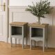 Pair of restored antique bedside tables painted in verdigris.