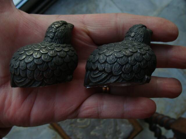 Art Deco quail salt cellars