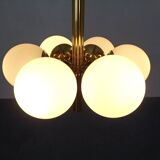 Sputnik brass and glass ceiling chandelier from Kaiser Idell / Kaiser Leuchten, Germany, 1960s