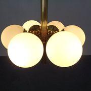 Sputnik brass and glass ceiling chandelier from Kaiser Idell / Kaiser Leuchten, Germany, 1960s