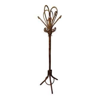 Vintage bamboo coat rack in the style of Franco Albini.