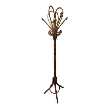 Vintage bamboo coat rack in the style of Franco Albini.