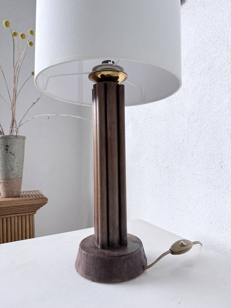 1940s Art Deco oak desk lamp