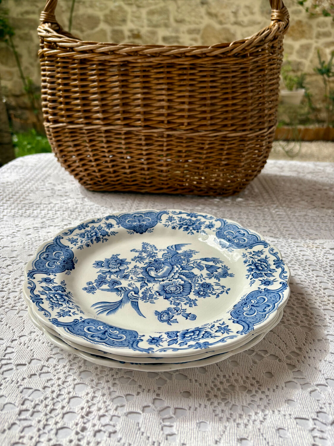 3 flat plates Ridgway Ironstone Staffordshire England Windson