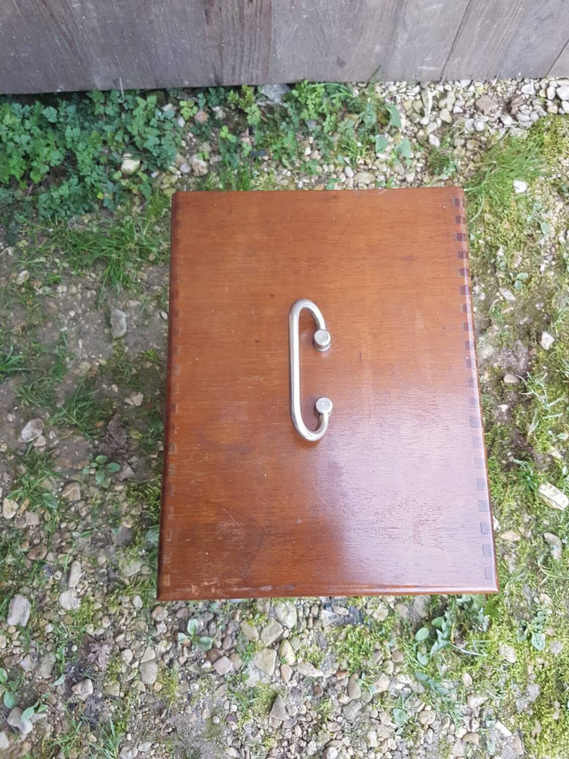 Old wooden transport trunk vintage jouan material #a653