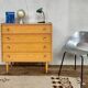 Vintage modernist light chene dresser has 4 drawers anne 1960