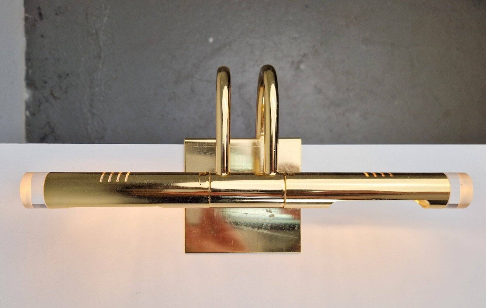 Regency Brass Acrylic Cabinet Lamp by Lumina, 1980s, Set of 3