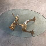 Bronze and glass coffee table with female sculpture by Victor Roman